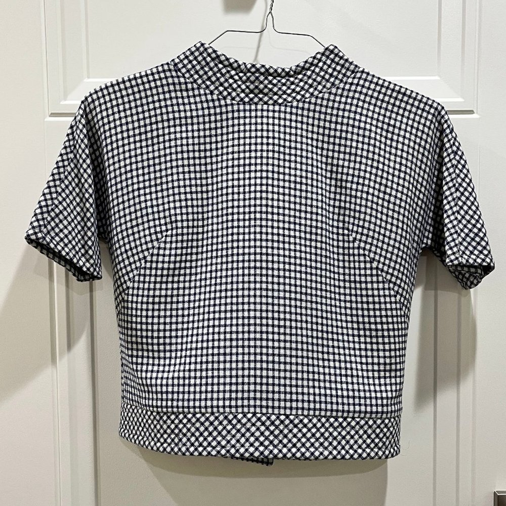Vintage Short-Sleeve Gingham Top